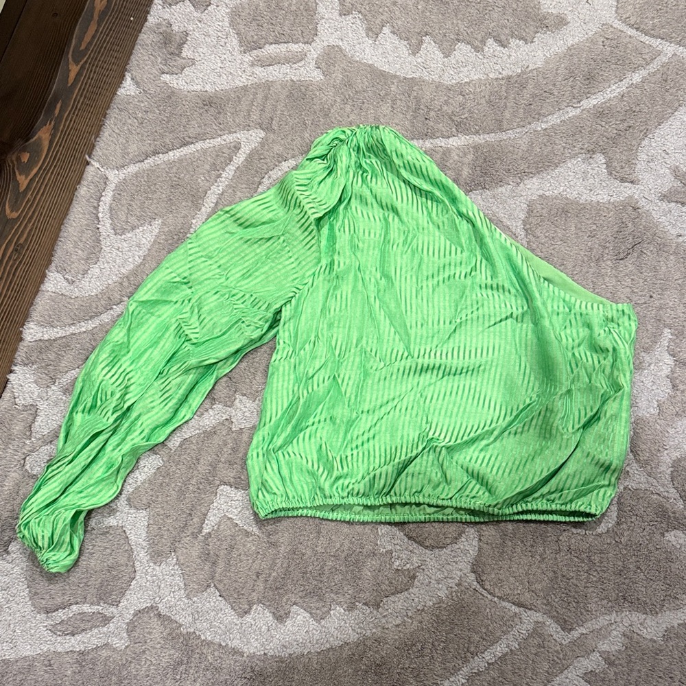 Cami NYC Vibrant Lime One-Shoulder Blouse